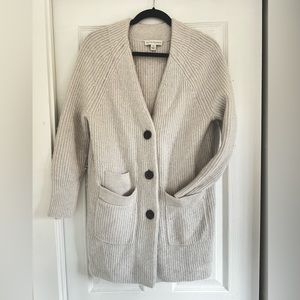 White + warren wool cashmere button cardigan M